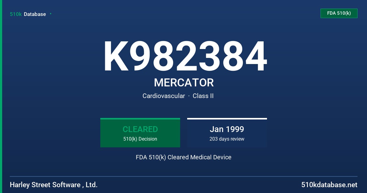 K982384 MERCATOR FDA 510(k) Cleared Medical Device