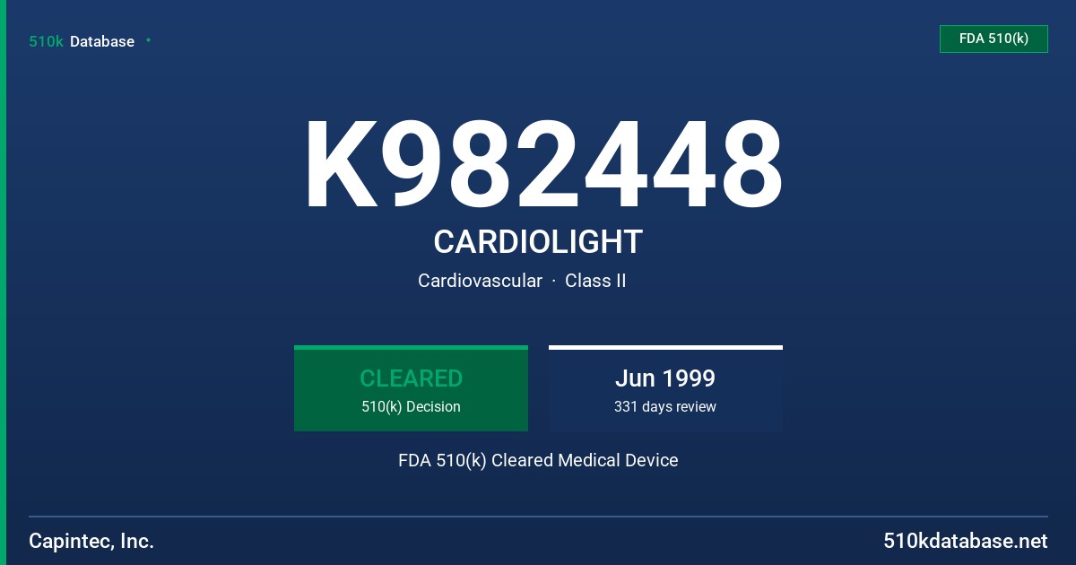 K982448 CARDIOLIGHT FDA 510(k) Cleared Medical Device