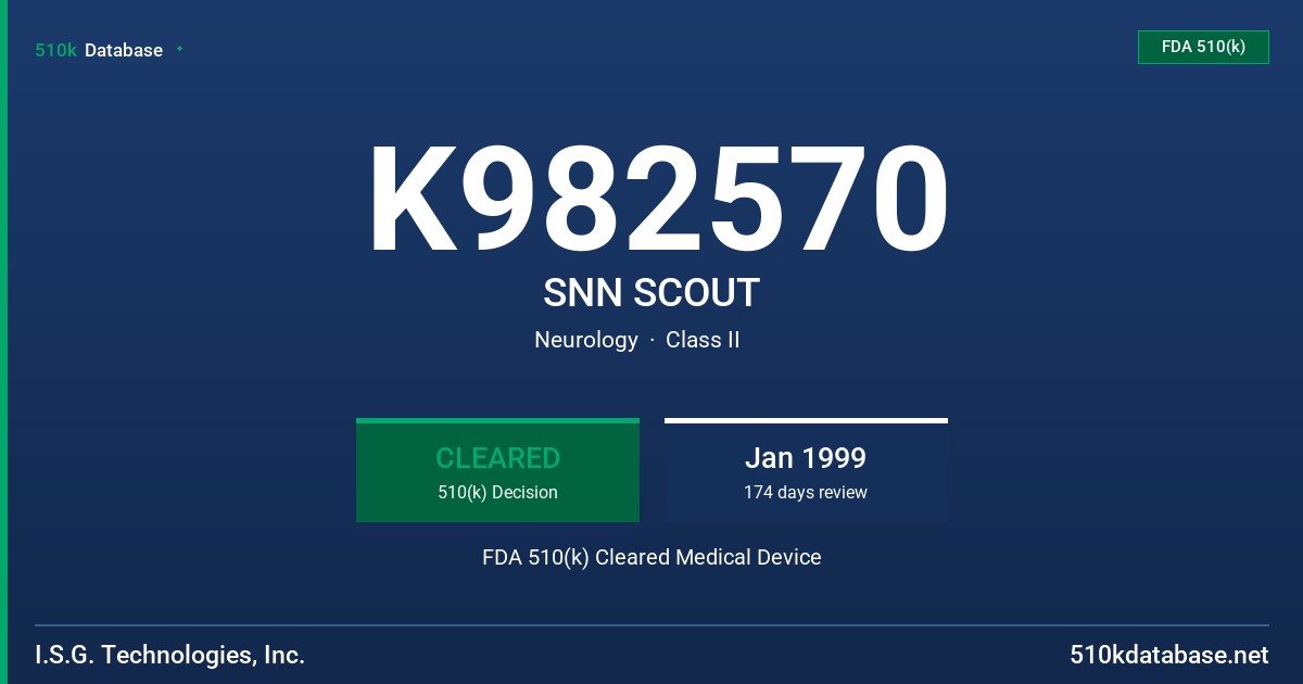 K982570 SNN SCOUT FDA 510(k) Cleared Medical Device