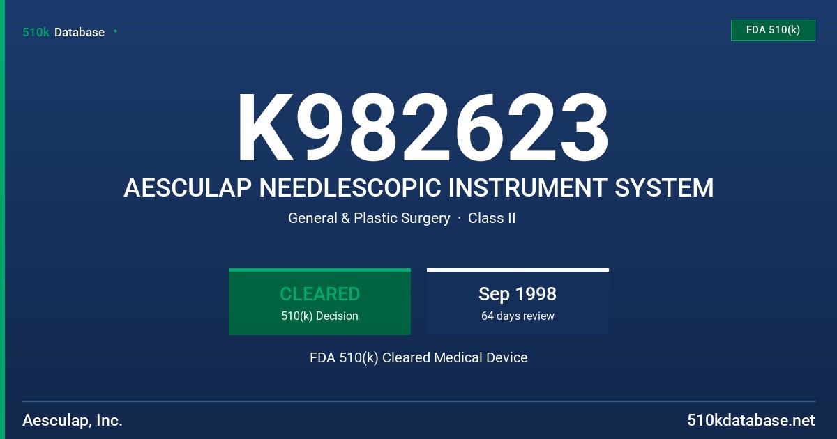 K982623 AESCULAP NEEDLESCOPIC INSTRUMENT SYSTEM FDA 510(k) Cleared Medical Device