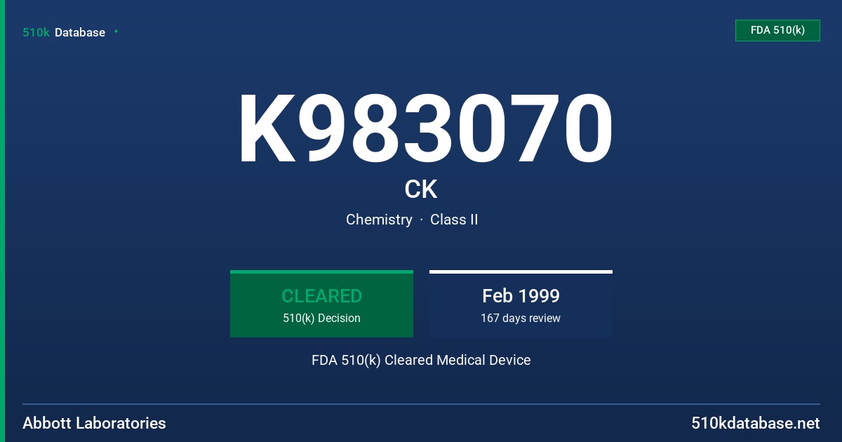K983070 CK FDA 510(k) Cleared Medical Device