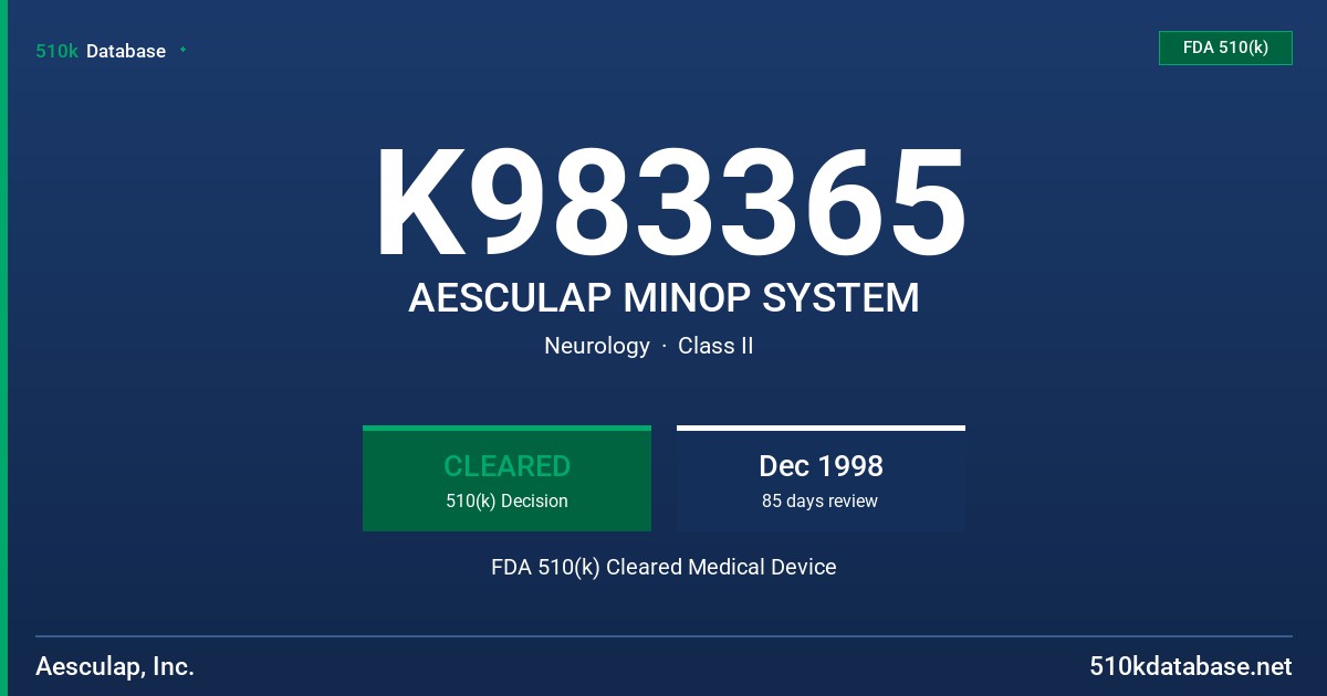 K983365 AESCULAP MINOP SYSTEM FDA 510(k) Cleared Medical Device