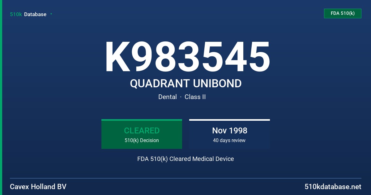 K983545 QUADRANT UNIBOND FDA 510(k) Cleared Medical Device