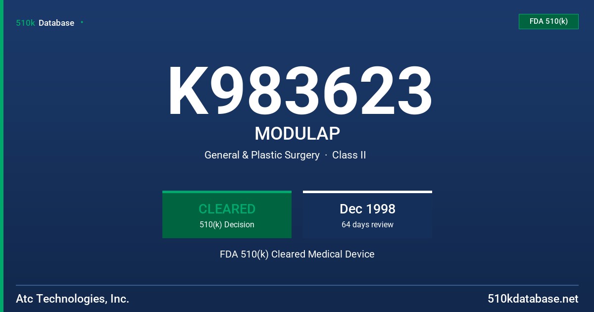K983623 MODULAP FDA 510(k) Cleared Medical Device