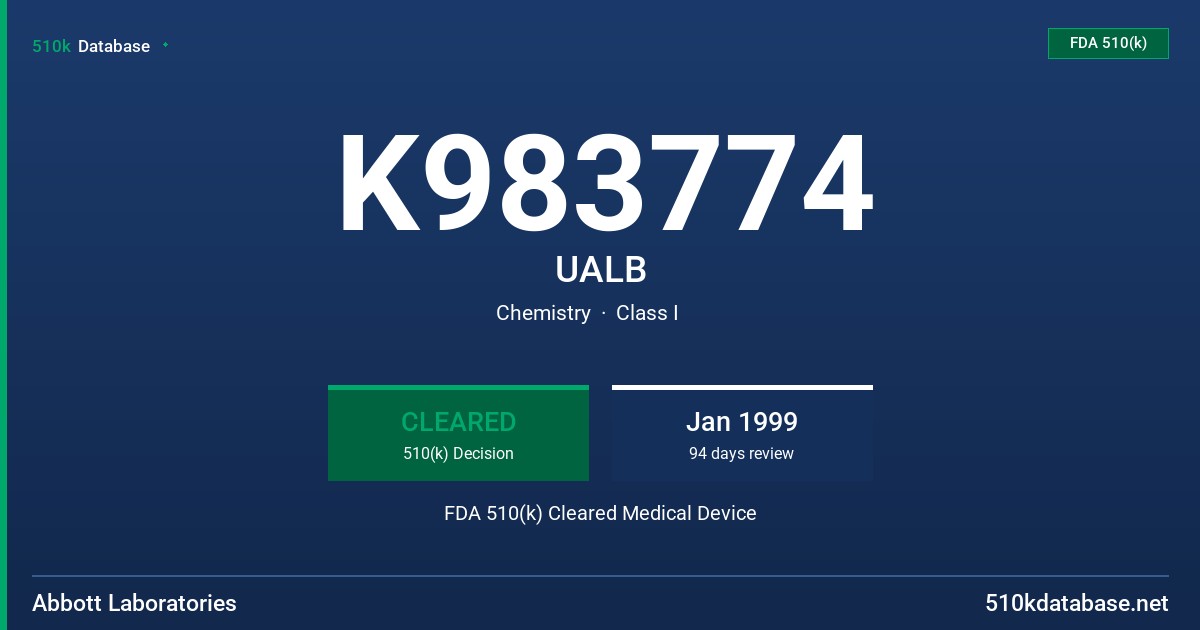 K983774 UALB FDA 510(k) Cleared Medical Device