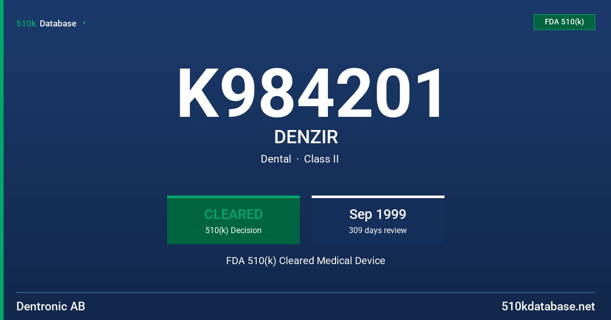 K984201 DENZIR FDA 510(k) Cleared Medical Device