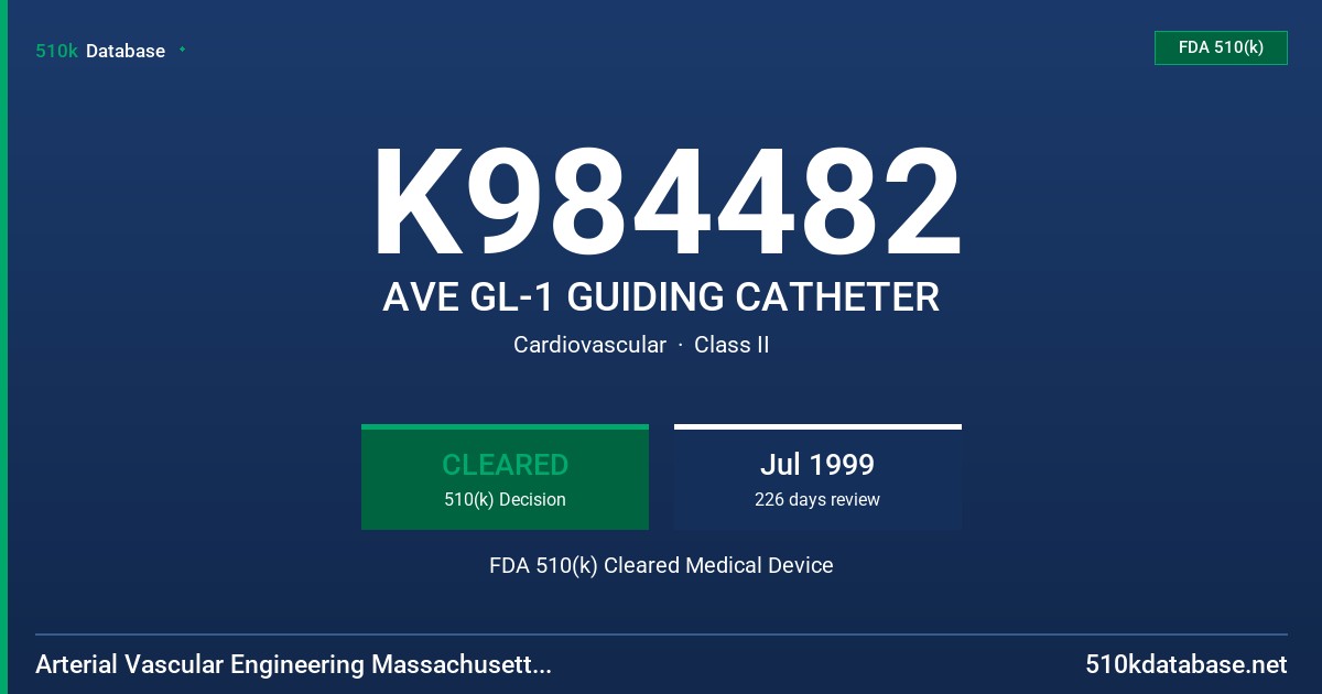 K984482 AVE GL-1 GUIDING CATHETER FDA 510(k) Cleared Medical Device