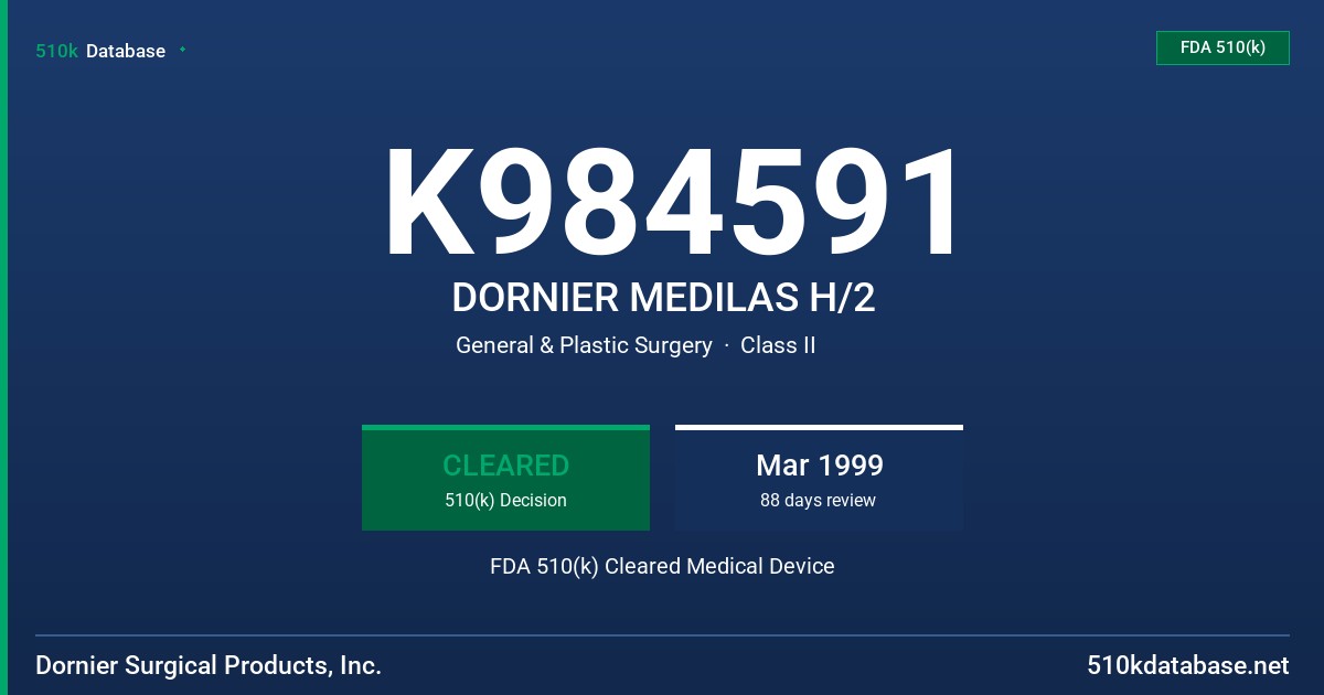 K984591 DORNIER MEDILAS H/2 FDA 510(k) Cleared Medical Device