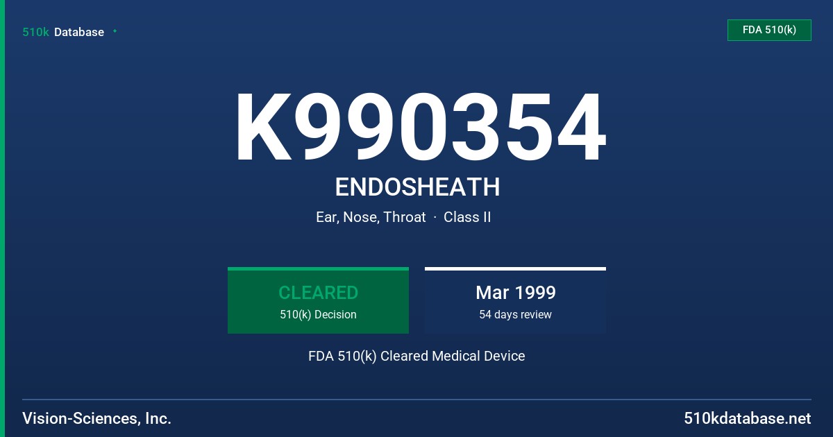 K990354 ENDOSHEATH FDA 510(k) Cleared Medical Device