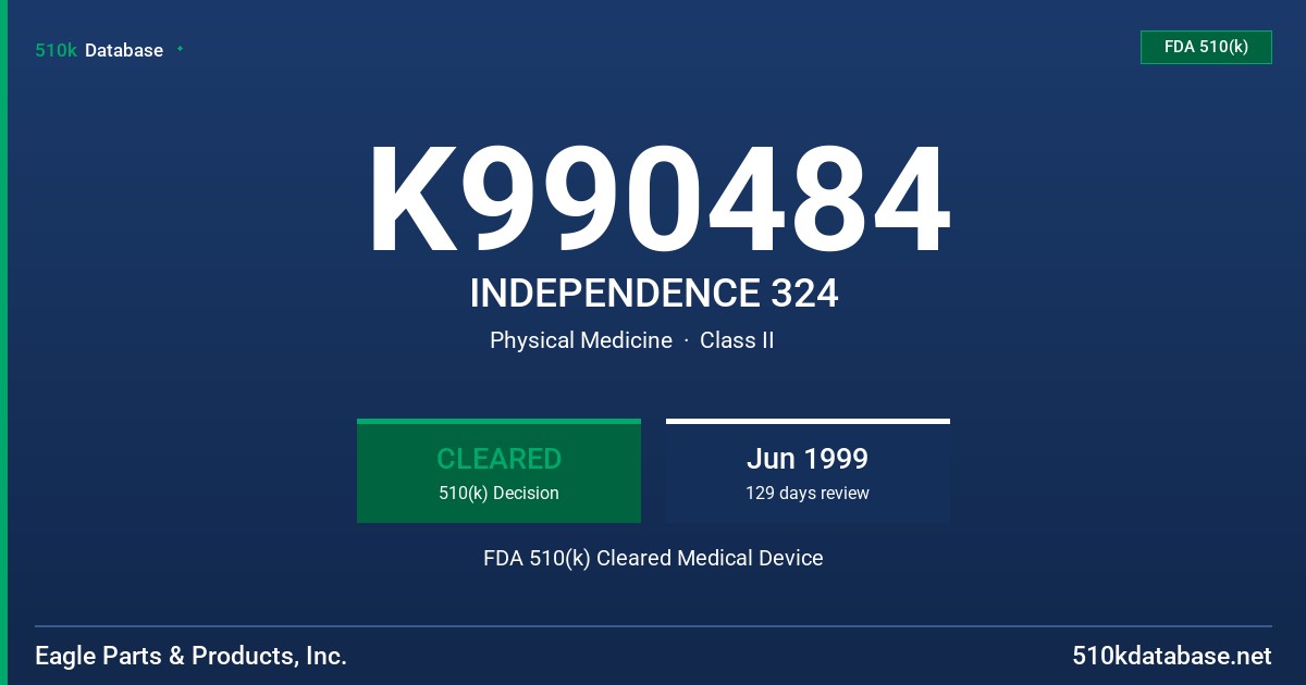 K990484 INDEPENDENCE 324 FDA 510(k) Cleared Medical Device
