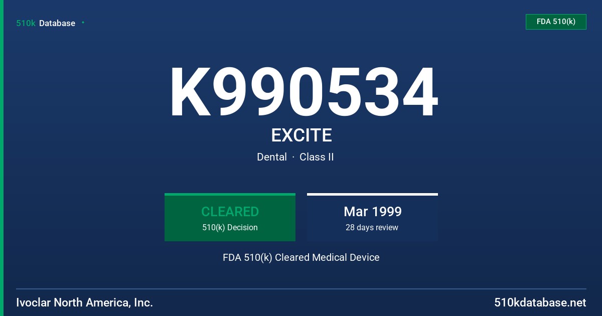 K990534 EXCITE FDA 510(k) Cleared Medical Device