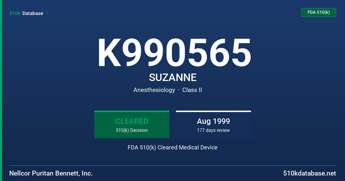 K990565 SUZANNE FDA 510(k) Cleared Medical Device
