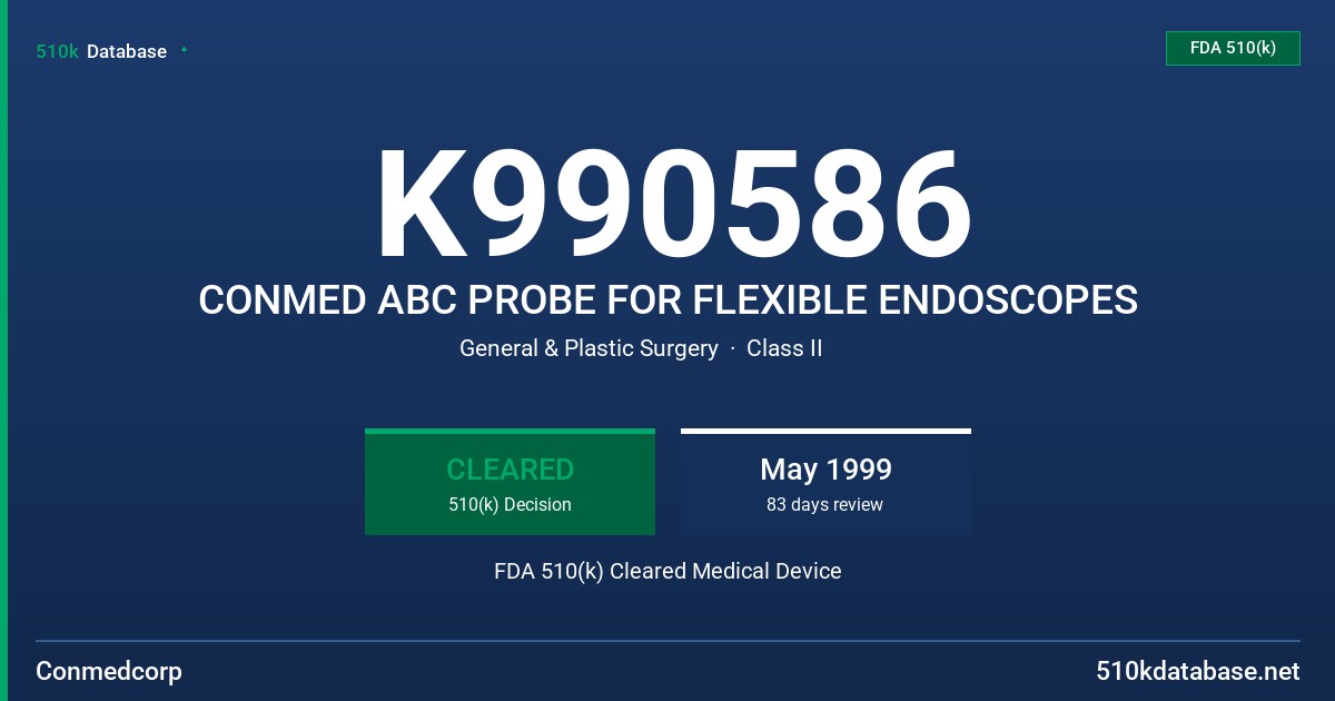 K990586 CONMED ABC PROBE FOR FLEXIBLE ENDOSCOPES FDA 510(k) Cleared Medical Device