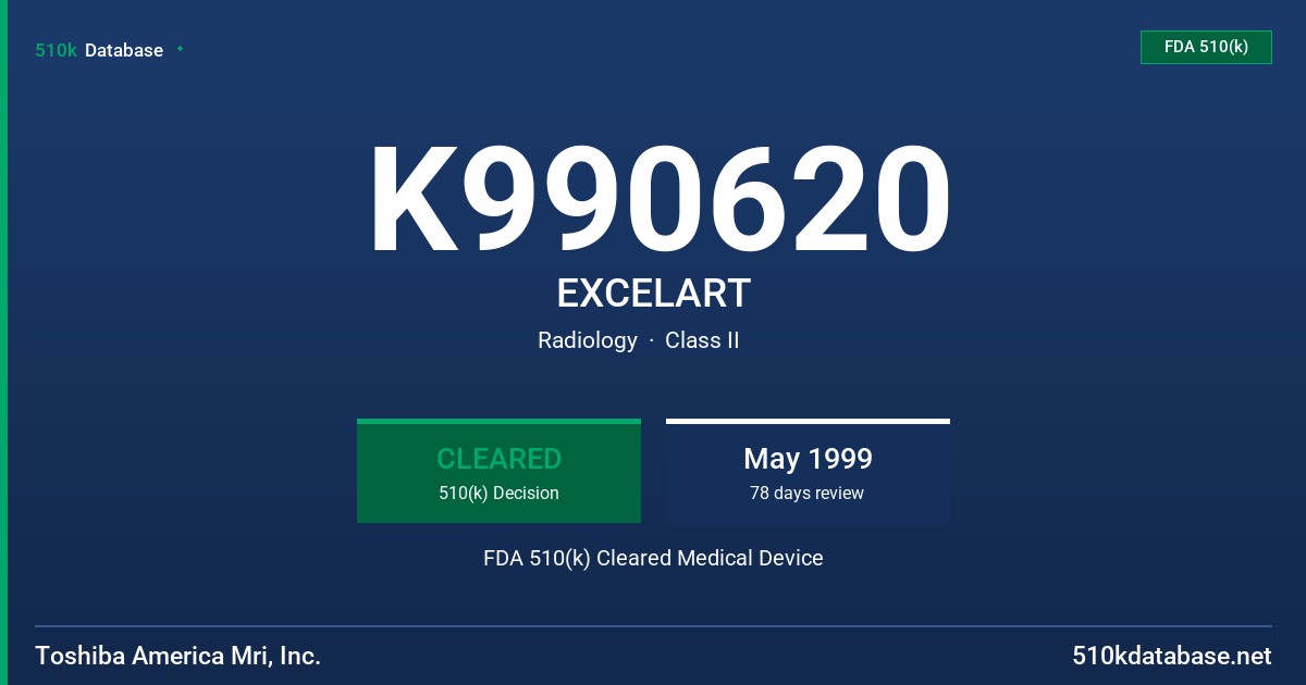 K990620 EXCELART FDA 510(k) Cleared Medical Device
