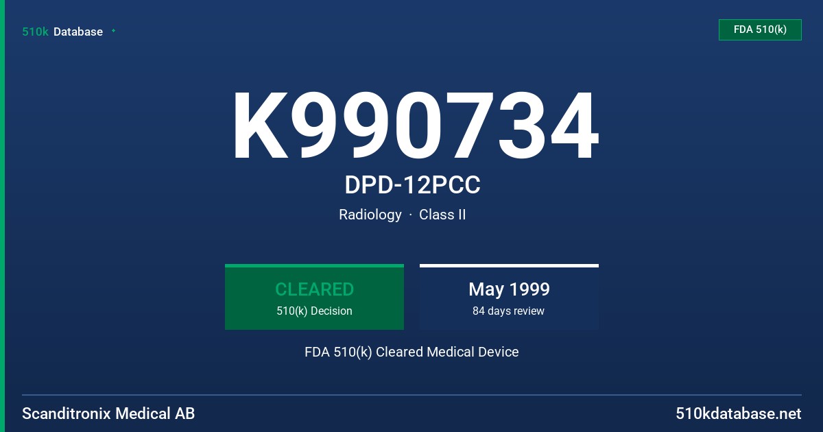K990734 DPD-12PCC FDA 510(k) Cleared Medical Device