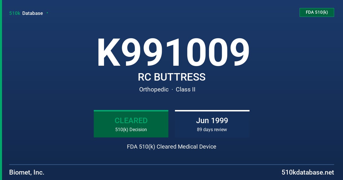K991009 RC BUTTRESS FDA 510(k) Cleared Medical Device