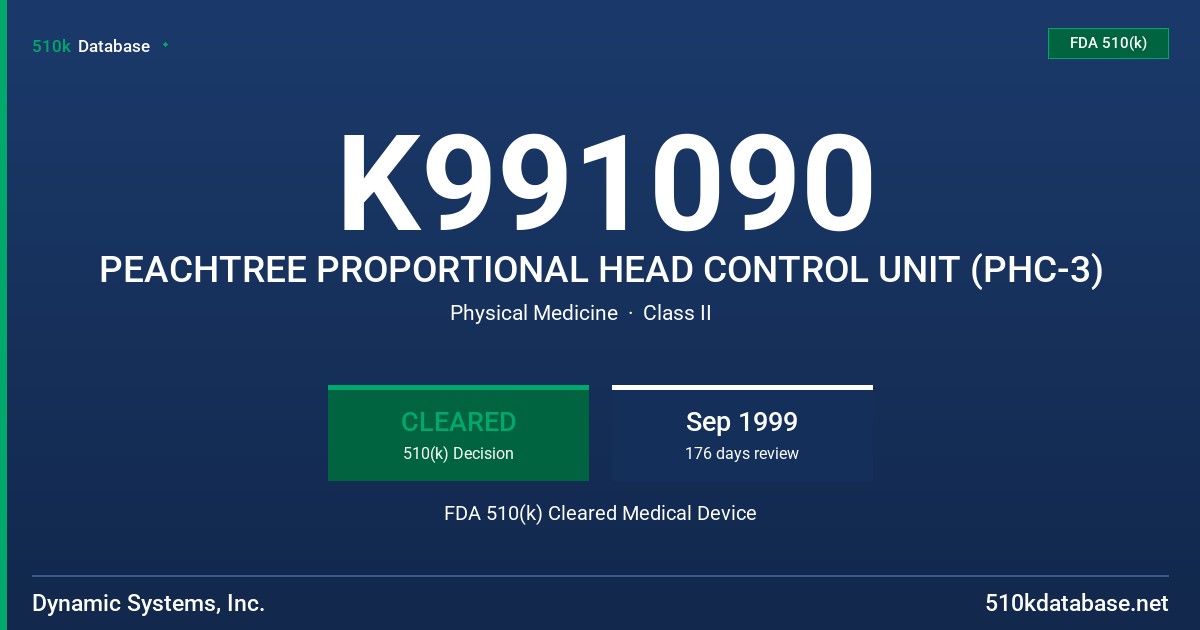 K991090 PEACHTREE PROPORTIONAL HEAD CONTROL UNIT (PHC-3) FDA 510(k) Cleared Medical Device