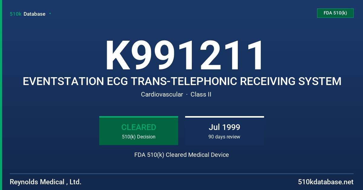 K991211 EVENTSTATION ECG TRANS-TELEPHONIC RECEIVING SYSTEM FDA 510(k) Cleared Medical Device