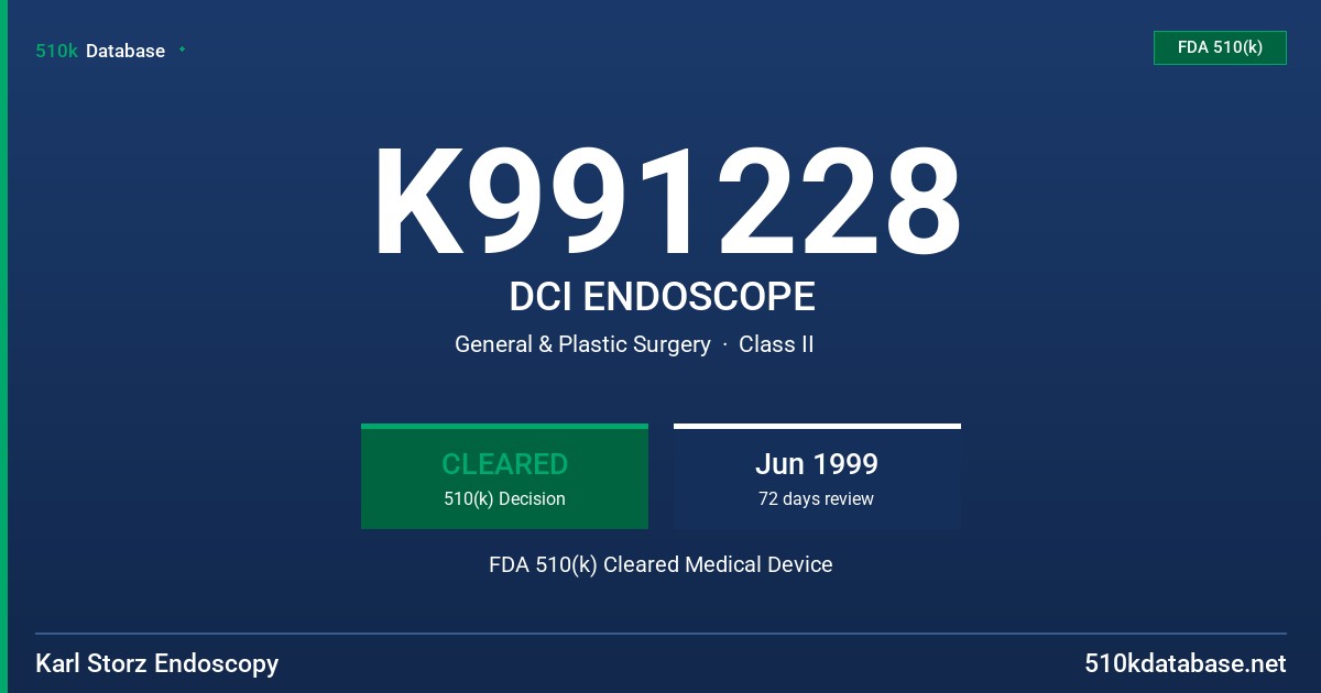 K991228 DCI ENDOSCOPE FDA 510(k) Cleared Medical Device