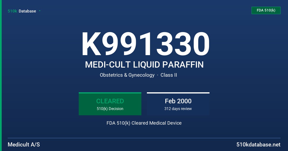 K991330 MEDI-CULT LIQUID PARAFFIN FDA 510(k) Cleared Medical Device