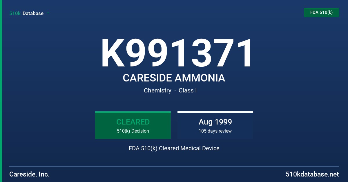 K991371 CARESIDE AMMONIA FDA 510(k) Cleared Medical Device
