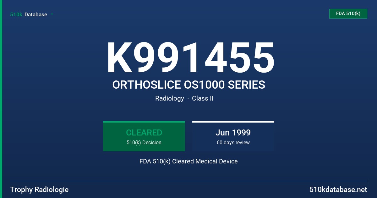 K991455 ORTHOSLICE OS1000 SERIES FDA 510(k) Cleared Medical Device