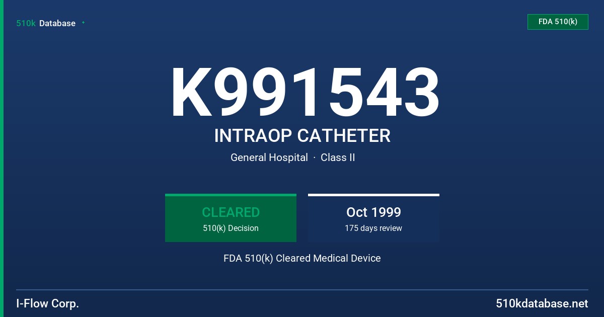 K991543 INTRAOP CATHETER FDA 510(k) Cleared Medical Device