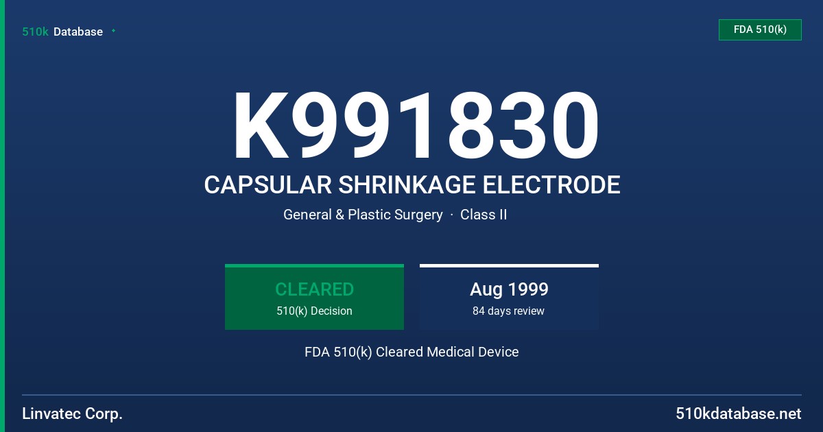 K991830 CAPSULAR SHRINKAGE ELECTRODE FDA 510(k) Cleared Medical Device