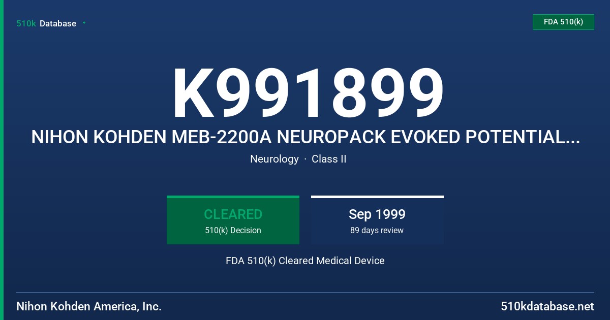 K991899 NIHON KOHDEN MEB-2200A NEUROPACK EVOKED POTENTIAL & EMG MEASURING SYSTEM WITH ACCESSORIES FDA 510(k) Cleared Medical Device