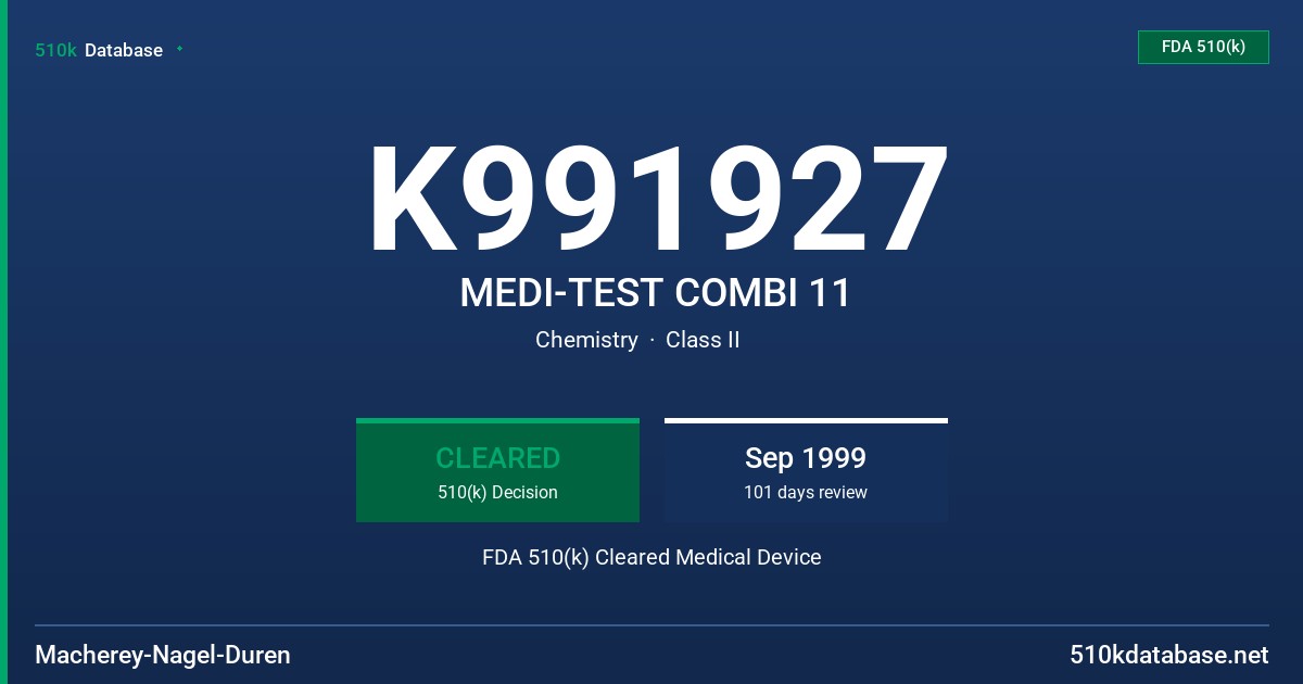 K991927 MEDI-TEST COMBI 11 FDA 510(k) Cleared Medical Device