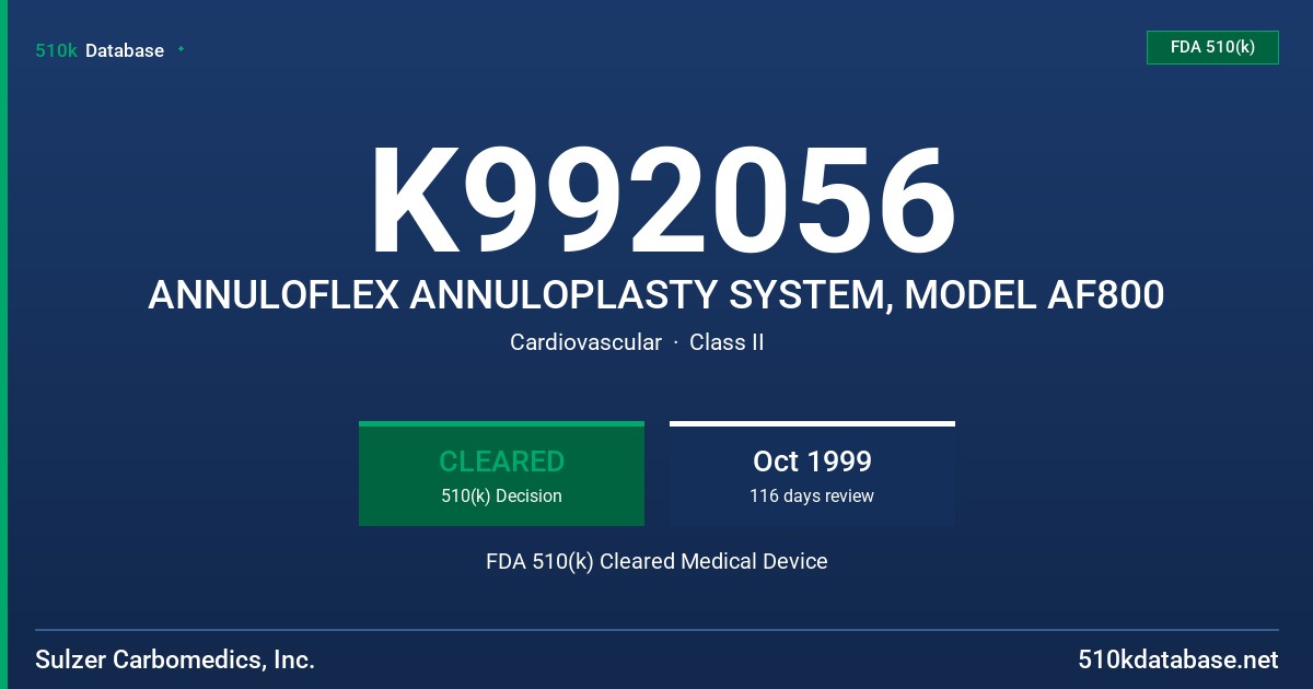 K992056 ANNULOFLEX ANNULOPLASTY SYSTEM, MODEL AF800 FDA 510(k) Cleared Medical Device
