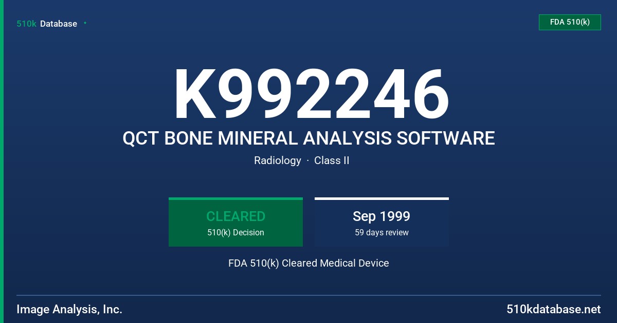 K992246 QCT BONE MINERAL ANALYSIS SOFTWARE FDA 510(k) Cleared Medical Device