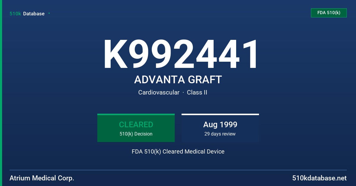 K992441 ADVANTA GRAFT FDA 510(k) Cleared Medical Device