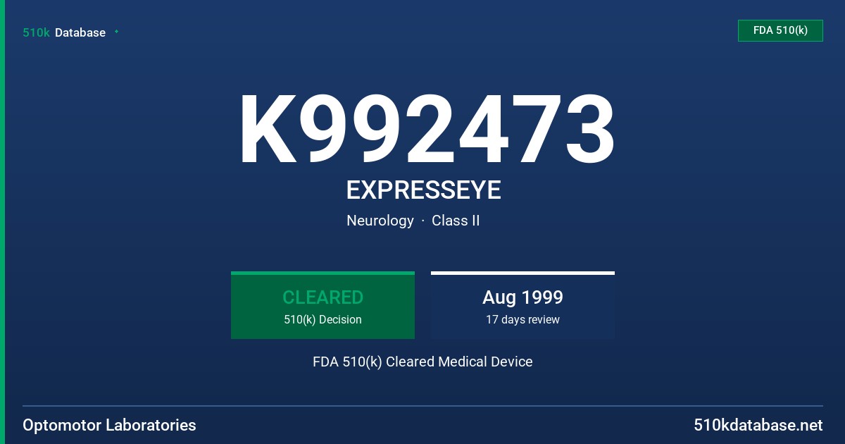 K992473 EXPRESSEYE FDA 510(k) Cleared Medical Device