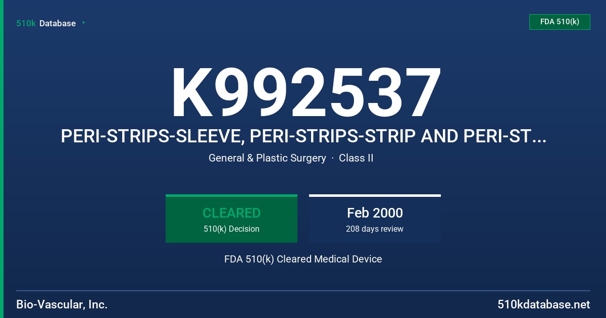 K992537 PERI-STRIPS-SLEEVE, PERI-STRIPS-STRIP AND PERI-STRIPS DRY (NON-NAOH-TREATED AND NAOH-TREATED FDA 510(k) Cleared Medical Device