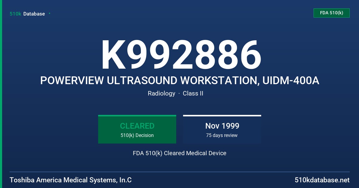 K992886 POWERVIEW ULTRASOUND WORKSTATION, UIDM-400A FDA 510(k) Cleared Medical Device