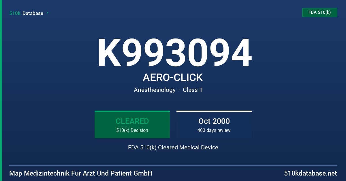 K993094 AERO-CLICK FDA 510(k) Cleared Medical Device