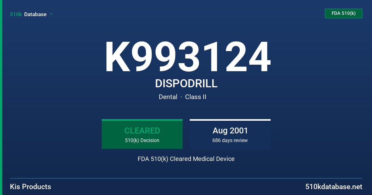 K993124 DISPODRILL FDA 510(k) Cleared Medical Device