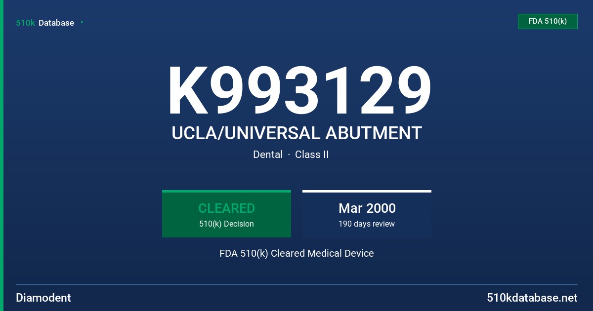K993129 UCLA/UNIVERSAL ABUTMENT FDA 510(k) Cleared Medical Device