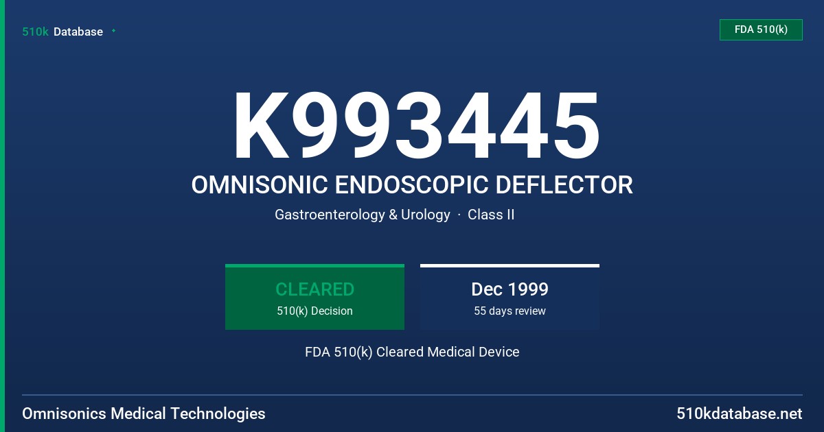 K993445 OMNISONIC ENDOSCOPIC DEFLECTOR FDA 510(k) Cleared Medical Device