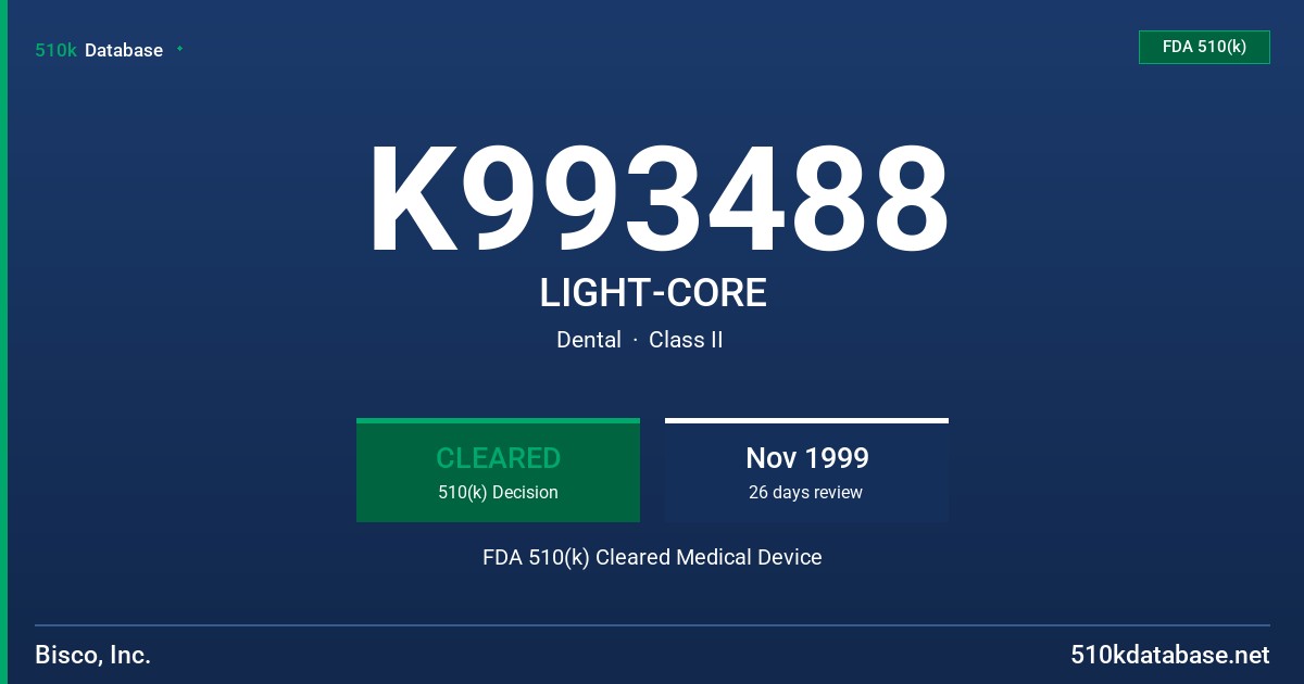 K993488 LIGHT-CORE FDA 510(k) Cleared Medical Device