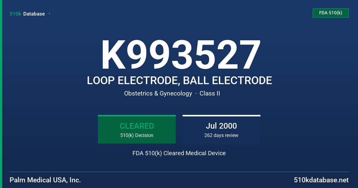 K993527 LOOP ELECTRODE, BALL ELECTRODE FDA 510(k) Cleared Medical Device