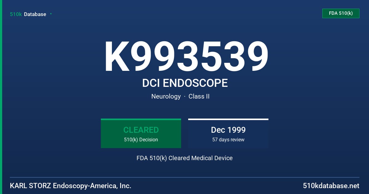 K993539 DCI ENDOSCOPE FDA 510(k) Cleared Medical Device