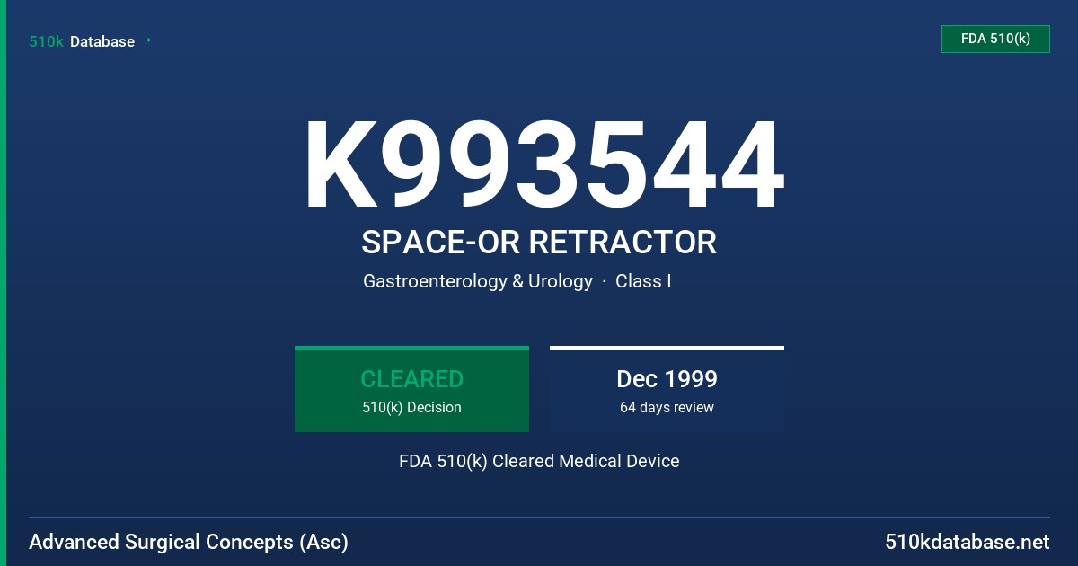 K993544 SPACE-OR RETRACTOR FDA 510(k) Cleared Medical Device