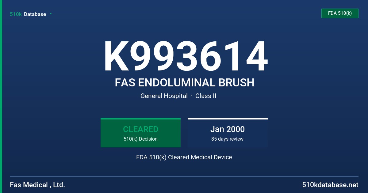K993614 FAS ENDOLUMINAL BRUSH FDA 510(k) Cleared Medical Device