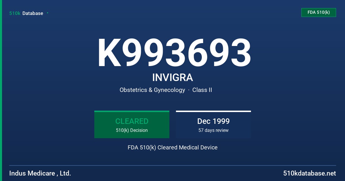 K993693 INVIGRA FDA 510(k) Cleared Medical Device