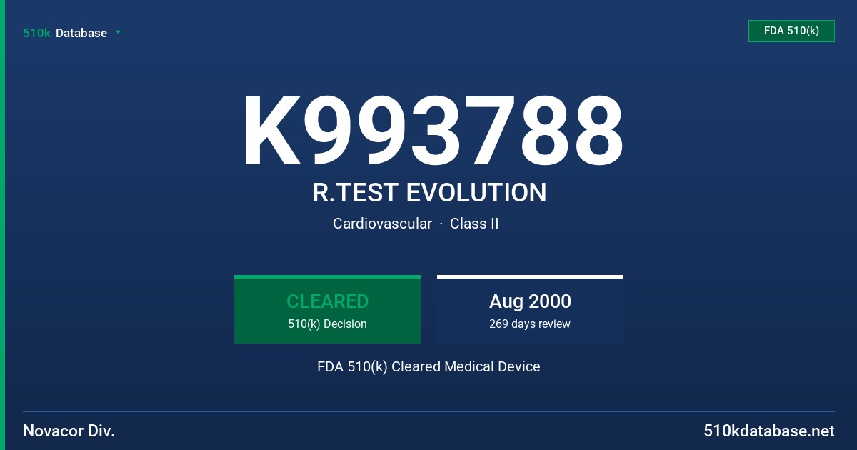 K993788 R.TEST EVOLUTION FDA 510(k) Cleared Medical Device