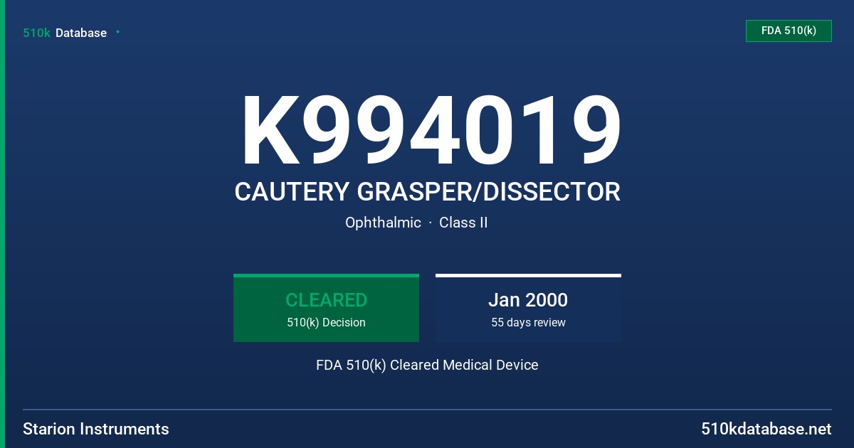 K994019 CAUTERY GRASPER/DISSECTOR FDA 510(k) Cleared Medical Device