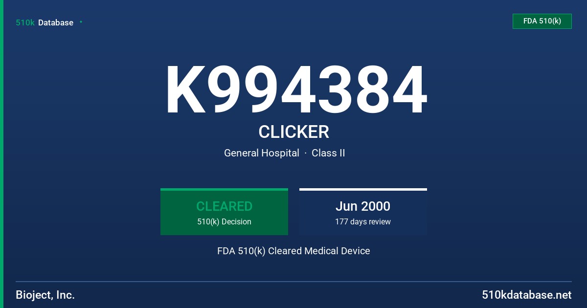K994384 CLICKER FDA 510(k) Cleared Medical Device